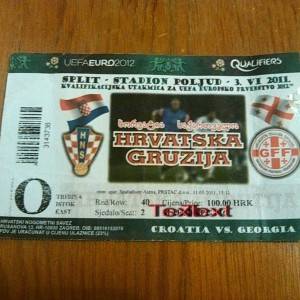 Ulaznica za nogometnu utakmicu Hrvatska - Gruzija