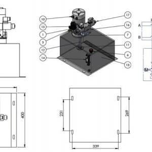 MINI HIDRAULIČNI AGREGAT 12V DC - 1,6kW = 2,1cc - 25 lit - dvosmerni s