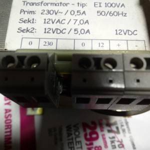 Transformator 230V/12VAC/12VDC, 100VA