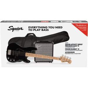 SQUIER AFFINITY PACK PJ-BASS MN BLK+RUMBLE 15