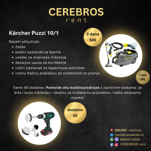 KÄRCHER PUZZI 10/1 Najam profesionalnog uređaja za dubinsko čišćenje!