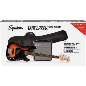 SQUIER AFFINITY PACK PJ-BASS LRL 3TS+RUMBLE 15+NAVLAKA+PRIBOR+BAS GIT.