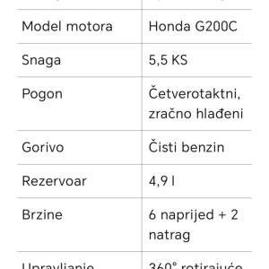 Motokultivator Mio standard Honda f620 2001.godina
