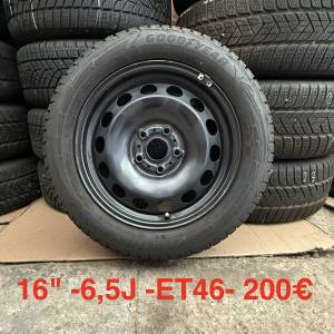 VW SET ČELIČNIH 5X112 16" GUME GOODYEAR 205/55R16 / 4 KOMADA