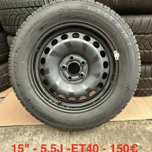 VW SET ČELIČNIH 5X112 15" GUME SEMPERIT 185/65R15 / 4 KOMADA
