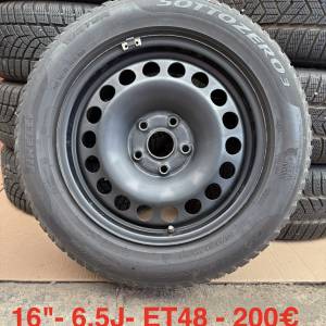 VW SET ČELIČNIH 5X112 16" + TPMS  GUME PIRELLI 205/60R16 / 4 KOMADA