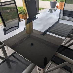 Aluminijska vrtna garnitura sivo/crna - set 6 stolica + 1 stol