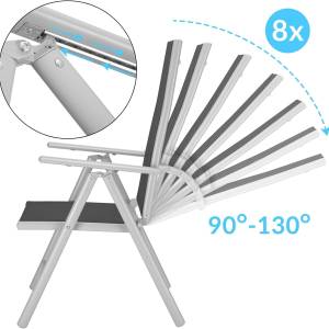 Aluminijska vrtna garnitura sivo/crna - set 6 stolica + 1 stol