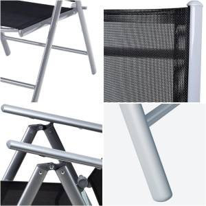 Aluminijska vrtna garnitura sivo/crna - set 6 stolica + 1 stol