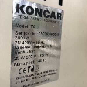 KONČAR TA 3 kW termoakumulacijska peć sa podnicom s kotačima prodajem