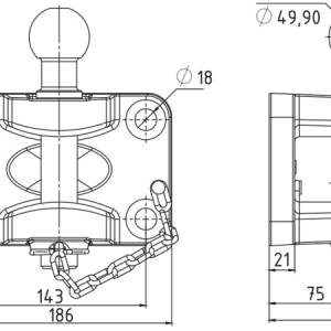 MONTAŽNI PRIKLJUČAK S KUGLOM ZA AUTO PRIKOLICU
