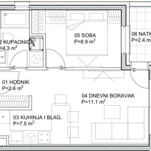 Stan Sveta Nedelja (Orešje), 37m2, 2-sobni-novogradnja