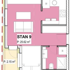 Stan Trešnjevka - Sjever (Rudeš), 27m2, Garsonijera-novogradnja
