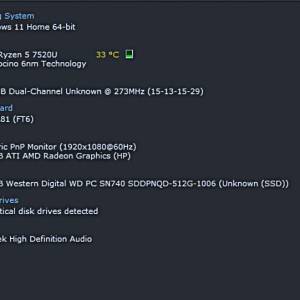 17.3", Ryzen 5 7520U, 8gb DDR5,  512gb M.2, AMD Radeon 610M, Win11