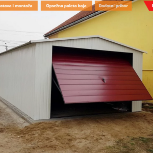 Metalna garaža 4×6 m – bijela / trula višnja mat