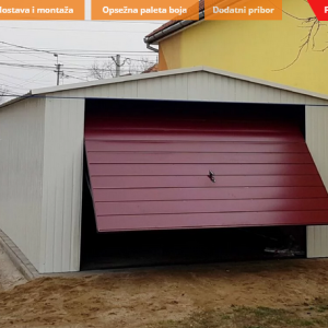 Metalna garaža 4×6 m – bijela / trula višnja mat