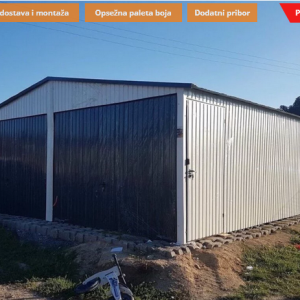 Metalna garaža 6x6m -bijela/tamnosiva