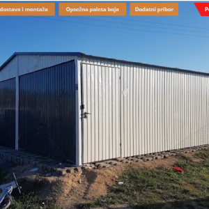 Metalna garaža 6x6m -bijela/tamnosiva