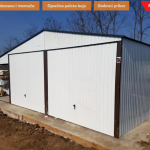 Metalna garaža 6x6m nadstrešnica 2,5×6-bijela