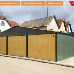 Metalna garaža 9x6m -tamnozelena mat/boja pijesak