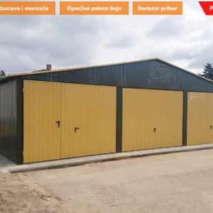 Metalna garaža 9x6m -tamnozelena mat/boja pijesak