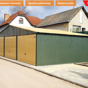 Metalna garaža 9x6m -tamnozelena mat/boja pijesak