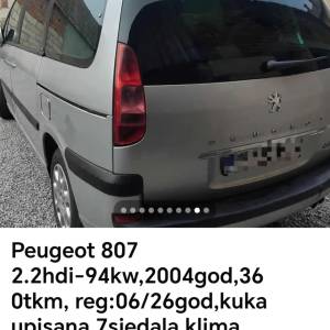 Peugeot 807,2004god, 2.2hdi-94kw, 360tkm, reg :06/26god moguća zamjena