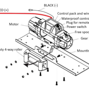 12 V - 24 V  ELEKTRIČNO VITLO RS-12000 - 5440 kg - SINTETIČKO UŽE