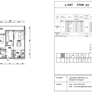 PRVI NAJAM 3-sobni stan-3 kat-74m2-2GPM-Sveta Klara-Utinsjka 10