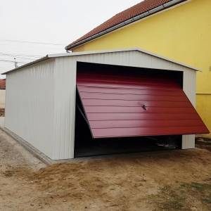 Metalna garaža 4×6 m – bijela / trula višnja mat