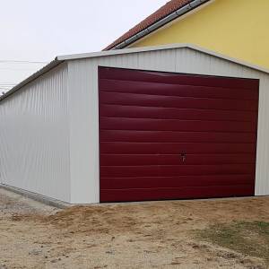 Metalna garaža 4×6 m – bijela / trula višnja mat