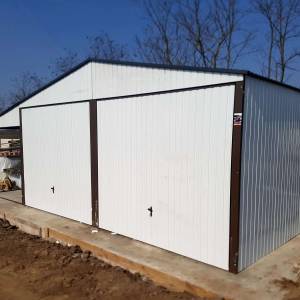 Metalna garaža 6x6m nadstrešnica 2,5×6-bijela