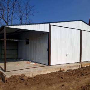 Metalna garaža 6x6m nadstrešnica 2,5×6-bijela