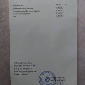 Povlastica za gospodarski ribolov sa gliserom i prikolicom