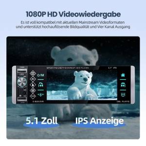 1Din Touch Screen Mirror link USB FM Bluetooth Auto radio