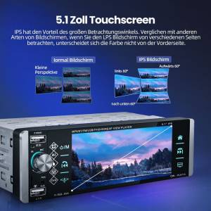 1Din Touch Screen Mirror link USB FM Bluetooth Auto radio