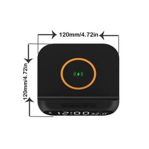 Digitalni LED stolni sat alarm, termometar, bežični punjač