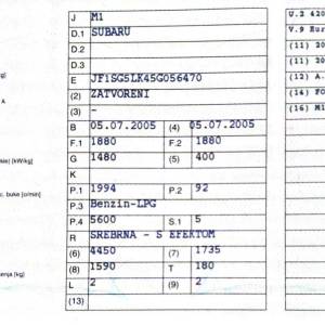 SUBARU FORESTER 2.0X (92 kW) 2005.g BENZIN + LPG, AVD 4X4 + REDUKTOR