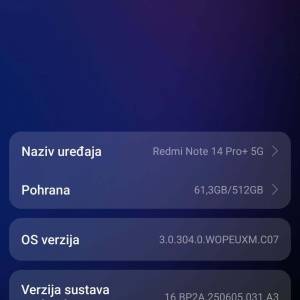 Redmi Note 14 Pro Plus 5G, 12+6gb RAM, 512gb ROM, 200mpx, Android 16