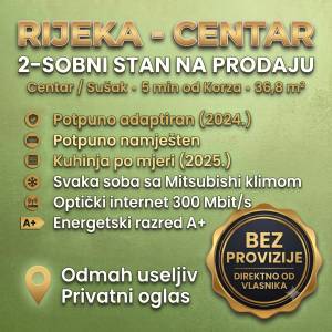 RIJEKA,PRODAJE SE 2-SOBAN STAN u  CENTRU/SUŠAK